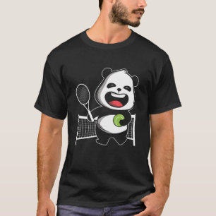 T-shirt Panda Bear Tennis Player Court Racket Backhand