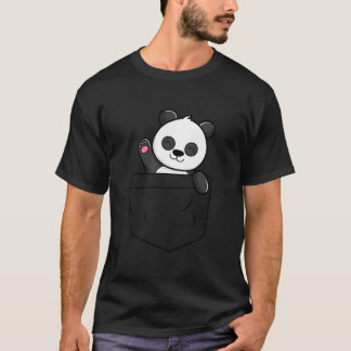 T-shirt Panda Bear Waving In A Pocket Pocket Panda Bear
