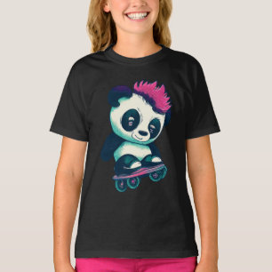 T-shirt Panda bébé mignonne avec mohawk Panda de patinag