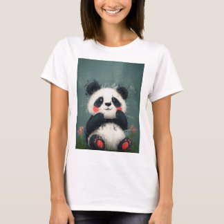 T-shirt Panda Blushing mignon - Peinture numérique