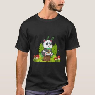 T-shirt Panda Boire Du Thé De Boba Pour Le Ventilateur De