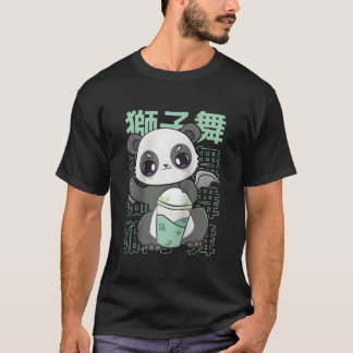 T-shirt Panda buvant du Bubble Milk Tea Mochi Animaux Kanj