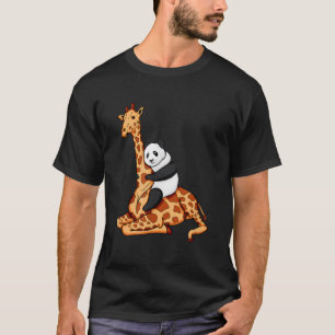 T-shirt Panda chevauchant une girafe