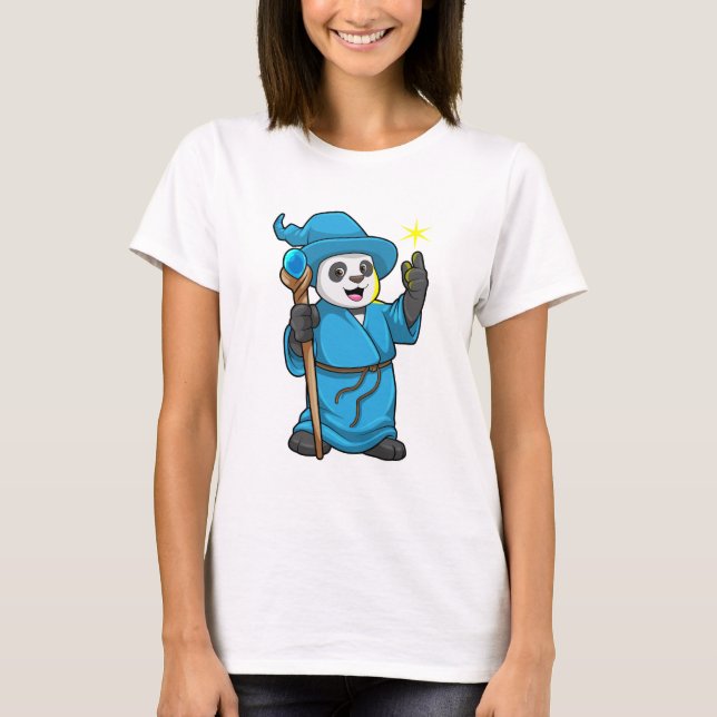 T-shirt Panda comme Assistant avec baguette magique (Devant)