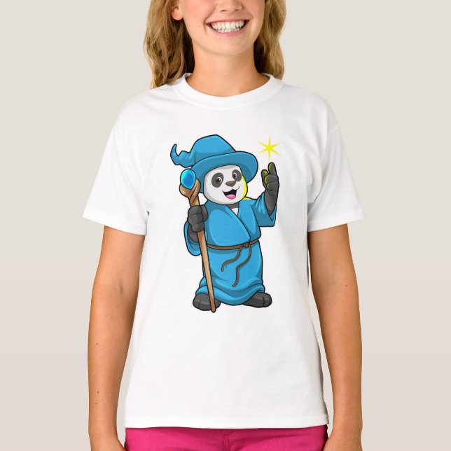 T-shirt Panda comme Assistant avec baguette magique (Devant)