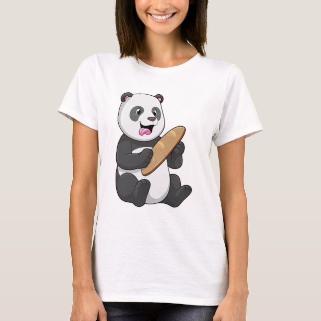 T-shirt Panda comme boulanger avec pain (Devant)