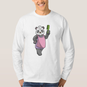 T-shirt Panda comme coiffeur avec peigne