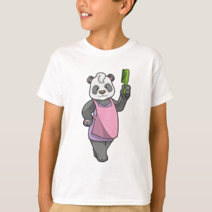 T-shirt Panda comme coiffeur avec peigne