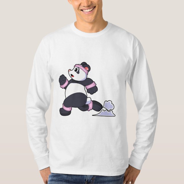 T-shirt Panda comme coureur à la course (Devant)