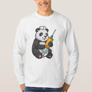 T-shirt Panda comme infirmière avec seringue