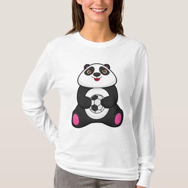 T-shirt Panda comme joueur de football avec balle de footb (Devant)