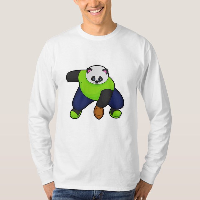 T-shirt Panda comme joueur de football avec football (Devant)