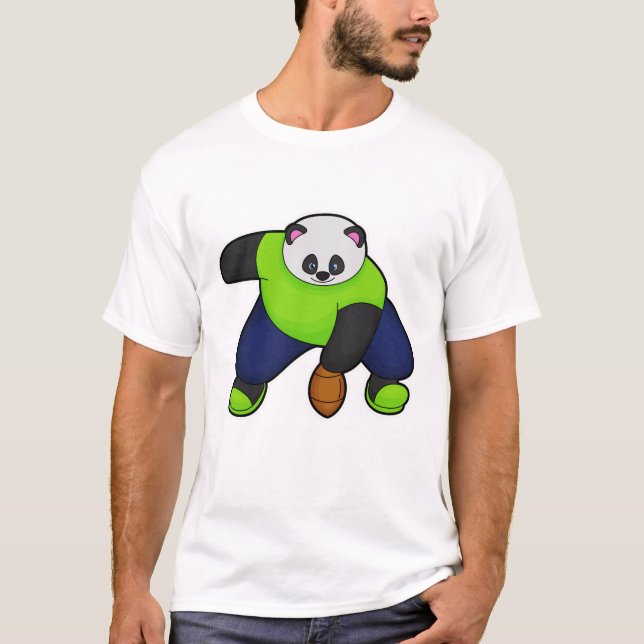 T-shirt Panda comme joueur de football avec football (Devant)