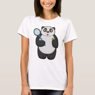 T-shirt Panda comme joueur de tennis avec raquette de tenn