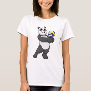 T-shirt Panda comme joueur de volleyball avec volleyball