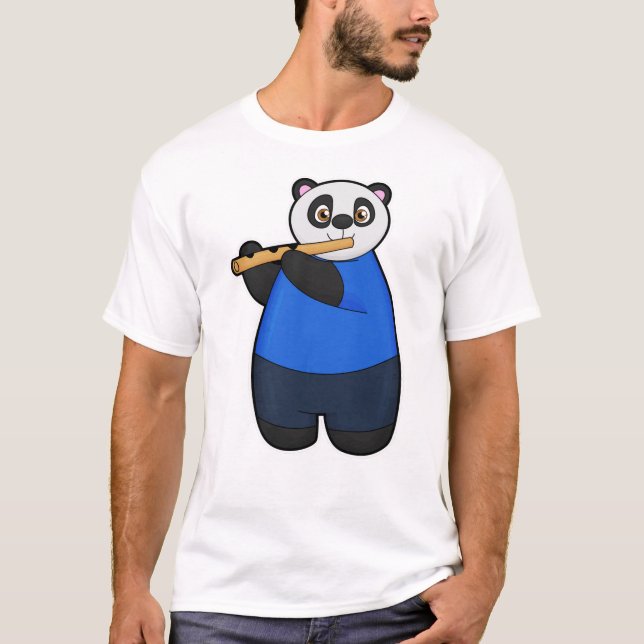 T-shirt Panda comme musicien avec Flûte (Devant)