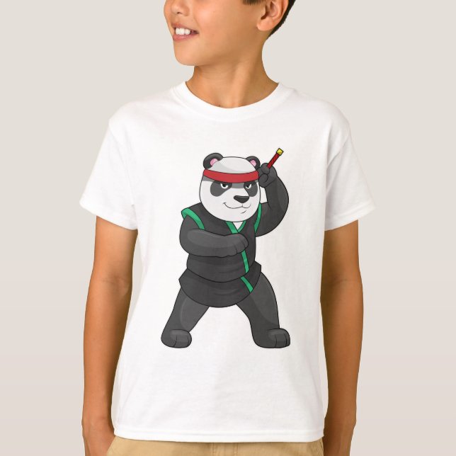 T-shirt Panda comme Ninja en costume (Devant)