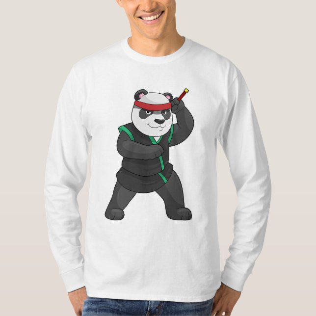 T-shirt Panda comme Ninja en costume (Devant)