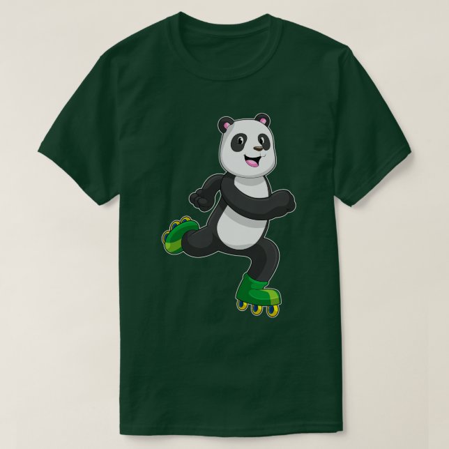 T-shirt Panda comme Patinage en ligne avec Roller skates (Design devant)