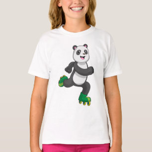 T-shirt Panda comme Patinage en ligne avec Roller skates