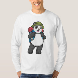 T-shirt Panda comme randonneur avec sac à dos