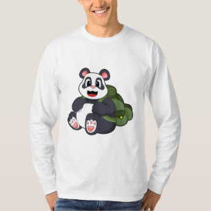 T-shirt Panda comme randonneur avec sac à dos