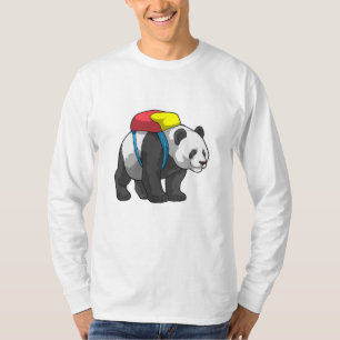 T-shirt Panda comme randonneur avec sac à dos