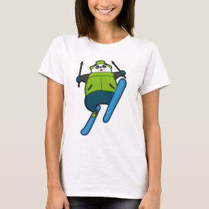T-shirt Panda comme Saut à ski avec Ski