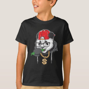 T-shirt Panda cool Dans Les Lunettes De Soleil Mangeant Du