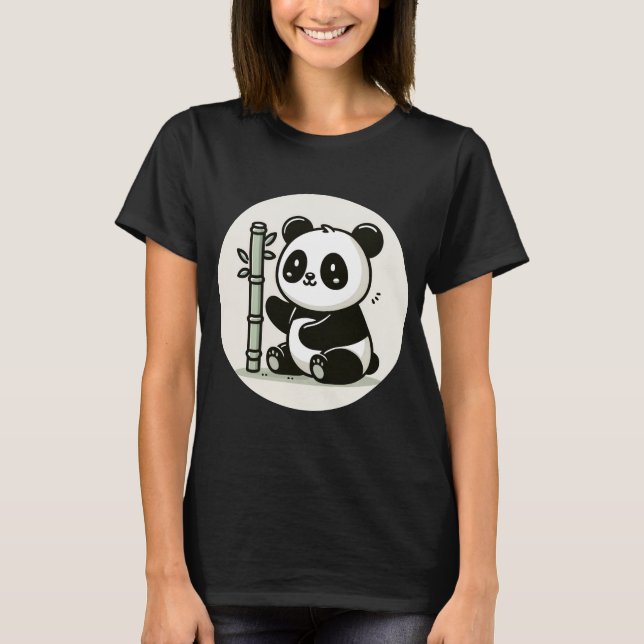 T-shirt Panda Cute Avec Bambou (Devant)