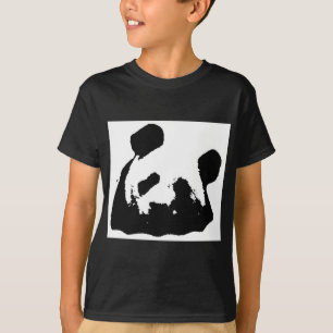 T-shirt Panda d'art noir blanc