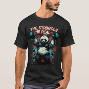 T-shirt Panda Deadlift Gym Bodybuilding La Lutte Est Re