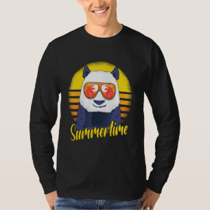 T-shirt Panda d'été Rétro Coucher de soleil Vacances à la