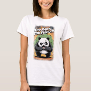 T-shirt Panda drôle faisant des pets sur fond noir