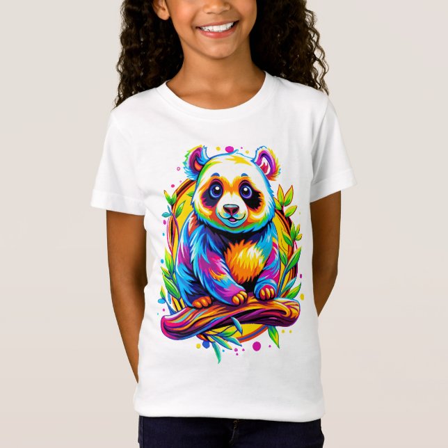 T-Shirt Panda en bambou arc-en-ciel (Devant)