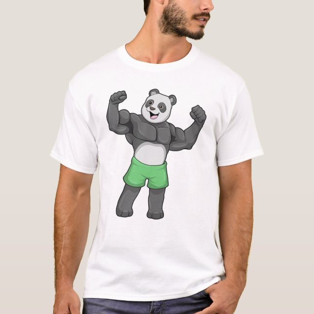 T-shirt Panda en Bodybuilder au Bodybuilding (Devant)
