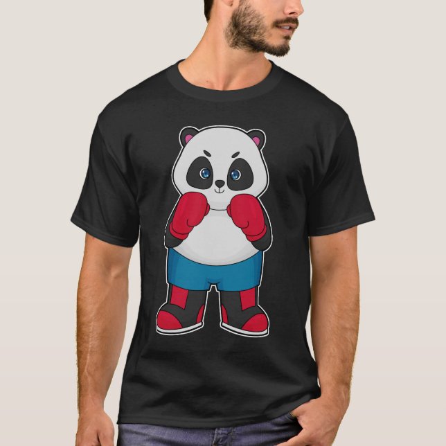 T-shirt Panda en boîte avec gants de boxe (Devant)