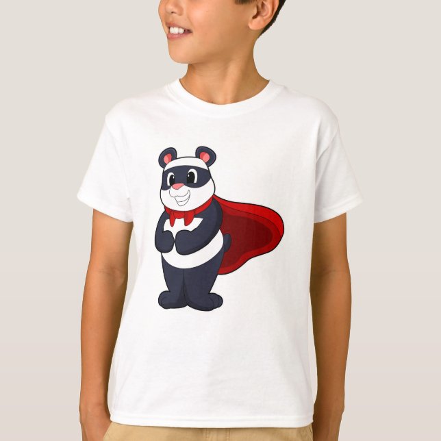 T-shirt Panda en héros avec Masque et Cap (Devant)