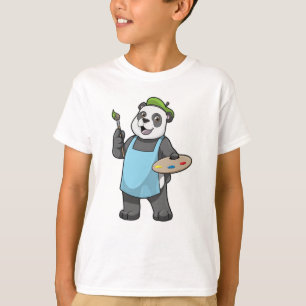T-shirt Panda en peintre avec pinceau et couleur