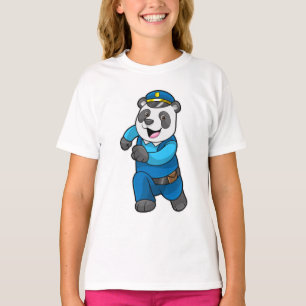 T-shirt Panda en tant qu'officier de police avec casquette