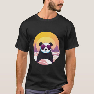 T-shirt Panda en vacances portant des lunettes de soleil