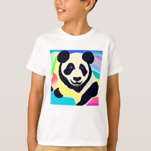 T-shirt Panda fond multicolore