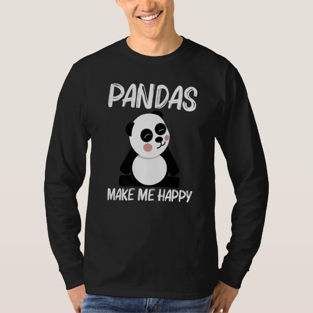 T-shirt Panda For Men Women Black White Bear Cub (Devant)