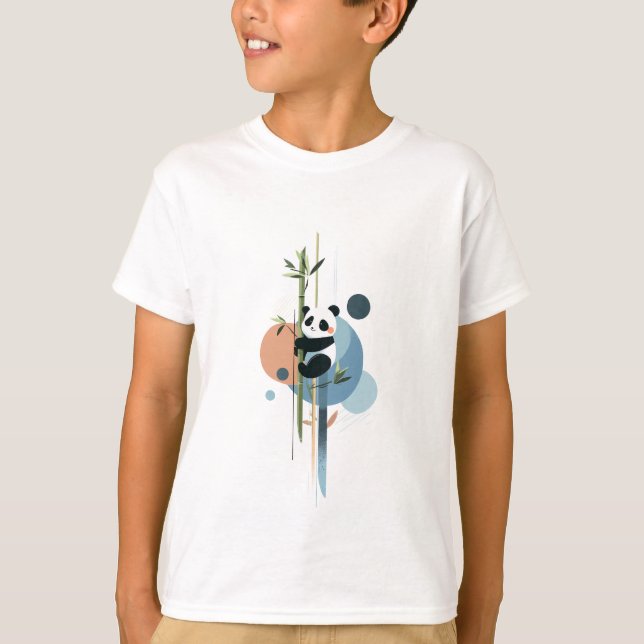 T-shirt Panda Grimpant sur du Bambou Enfants (Devant)