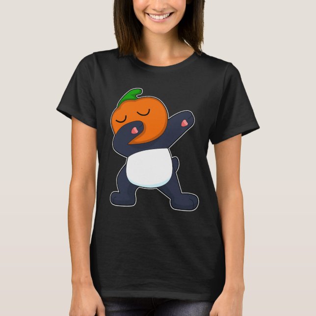 T-shirt Panda Halloween Hip hop Citrouille (Devant)