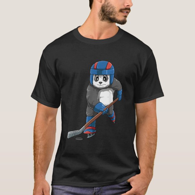 T-shirt Panda Hockey Panda Playing Hockey Panda (Devant)