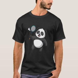 T-shirt Panda Intelligent Jouant au Badminton Drôle Humori