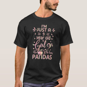 T-shirt Panda Je suis juste une fille de 9 ans qui aime Pa