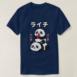 T-shirt Panda Kawaii Empilant de Fruit de Litchi Dessin An