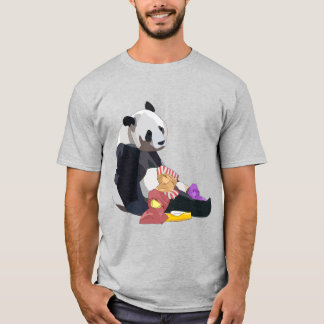 T-shirt Panda mangeant de la malbouffe